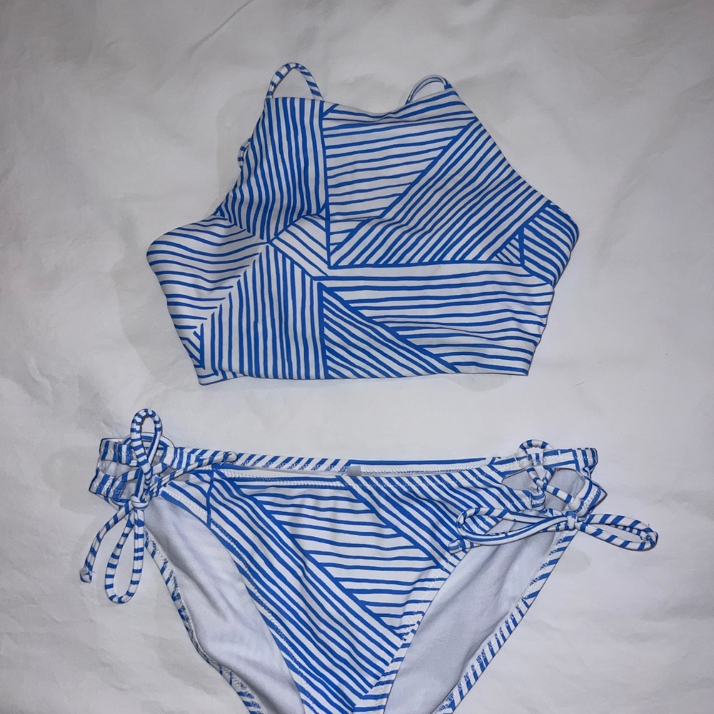 Blue Striped Swim Set